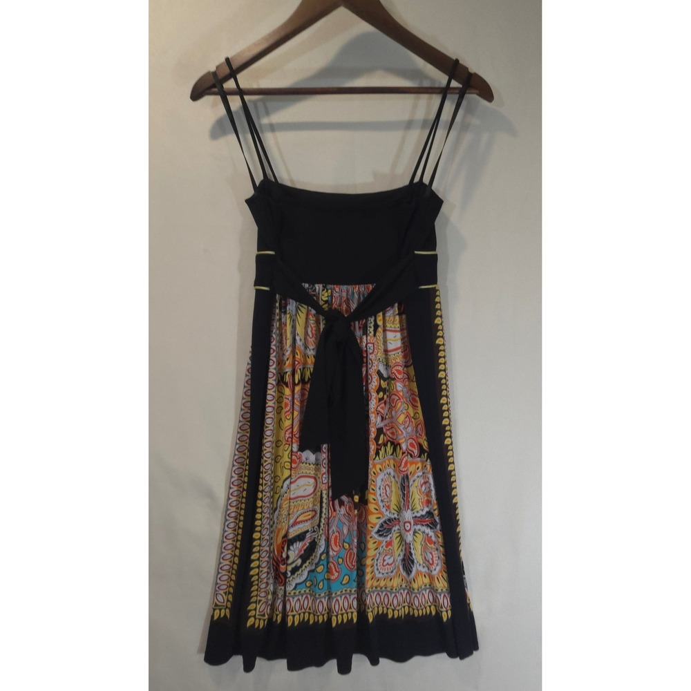 Jodi Kristopher Black Paisley Print Empire Waist Midi Dress Juniors Size M - Picture 3 of 6
